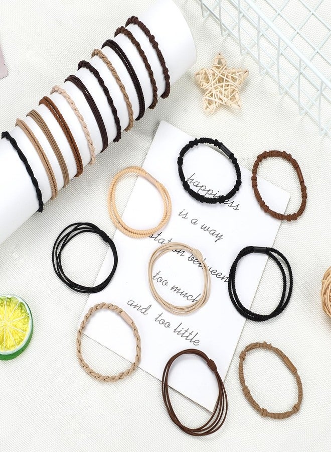 WantGor Boho Hair Ties, 20 PCS Hair Bands 4 Styles Neutral Hair Ties 2.36inch Cute Ponytail Holders Elastic Boho Hair Bracelets for Women Thick Thin Long Curly - Image 2